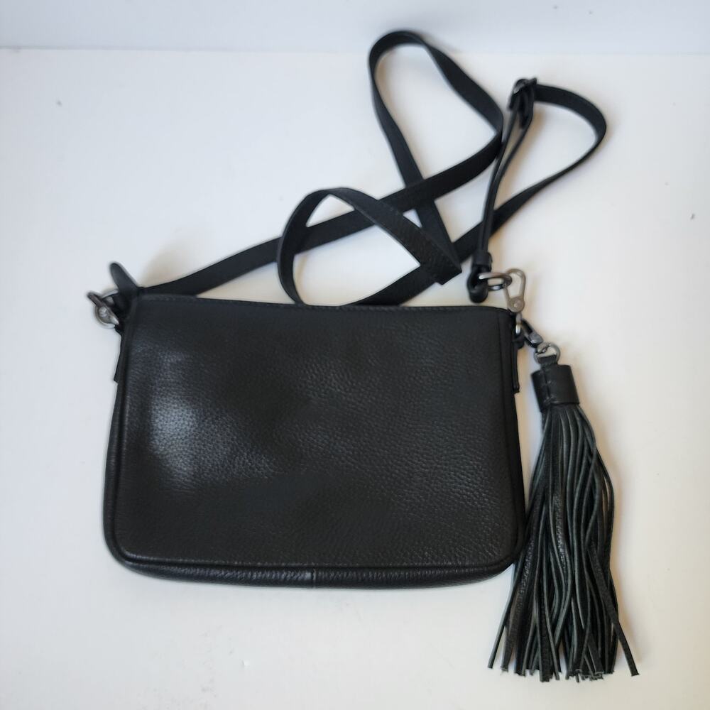 Harley Davidson Purse Crossbody Shoulder Hip Bag Handbag Black Leather Tassel - Picture 4 of 16